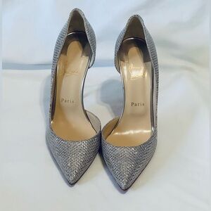 Christian Louboutin Metallic Gold/Silver Glitter Iriza 100 Pump 40
